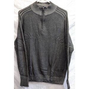 Carbon Mens Large Gray Ribbed Soft Sweater 1/4 Zipper Long Sleeve